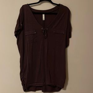 Dark purple corset tie shirt